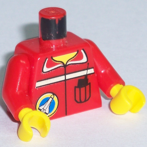 Torso Space Port Logo and Radio in Pocket Print, Red Arms, Yellow Hands