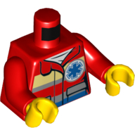 Torso Jacket with Bright Light Yellow with Blue Star of Life Logo Print, Red Arms, Yellow Hands