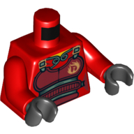 Torso Armor with Belts and Flames Print, Red Arms, Black Hands
