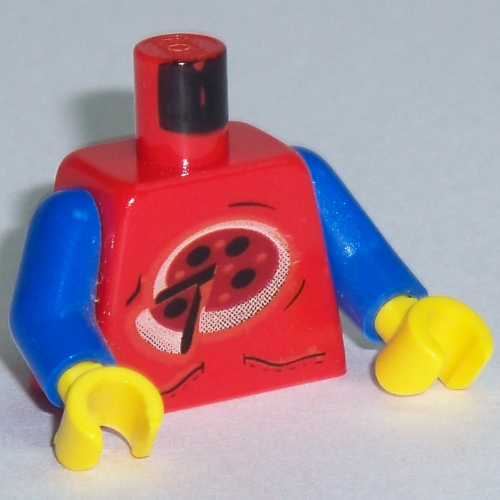 Torso Shirt, Pizza with Slice Print (Pepper), Blue Arms, Yellow Hands