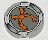 Tile, Round 2 x 2 with Orange Grabber Print
