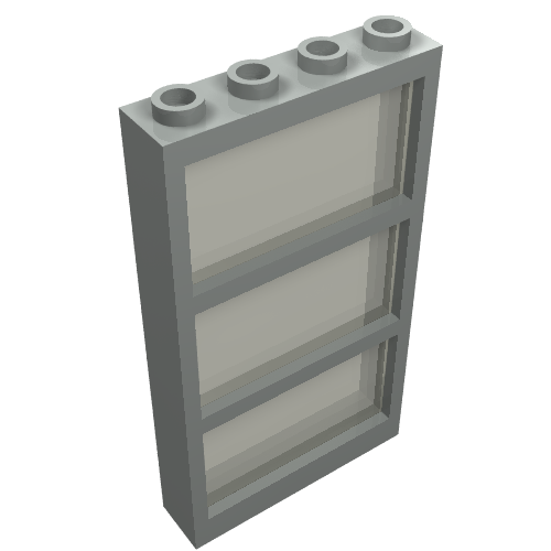 Window 1 x 4 x 6 Frame with 3 Panes, Fixed Glass with Trans-Black Glass