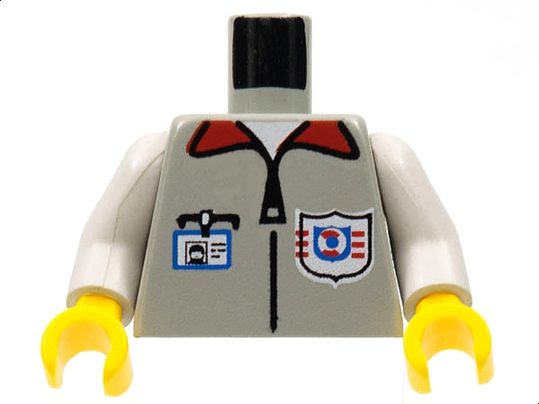 Torso Rescue Coast Guard Logo, ID Badge, Red Collar, Zipper Print / White Arms / Yellow Hands