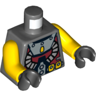 Torso Diver Two Hoses and Yellow Belt Print, Yellow Arms, Black Hands