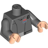 Torso Jacket, Red and Blue Rank Badge, Silver Belt Buckle Print (Imperial Officer), Dark Bluish Gray Arms, Light Nougat Hands