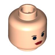 Minifig Head, Red Lips Small Eyebrows Print [Blocked Open Stud]