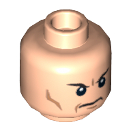 Minifig Head Shredder / Tor-An, Eyebrows, Frown and Cheek Lines Print [Hollow Stud]