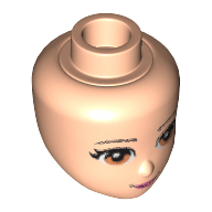 Minidoll Head with Light Brown Eyes, Pink Lips and Closed Mouth Print