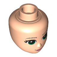 Minidoll Head with Green Eyes, Pink Lips and Closed Mouth Print