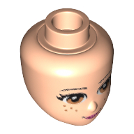 Minidoll Head with Light Brown Eyes, Freckles, Pink Lips and Closed Mouth Print