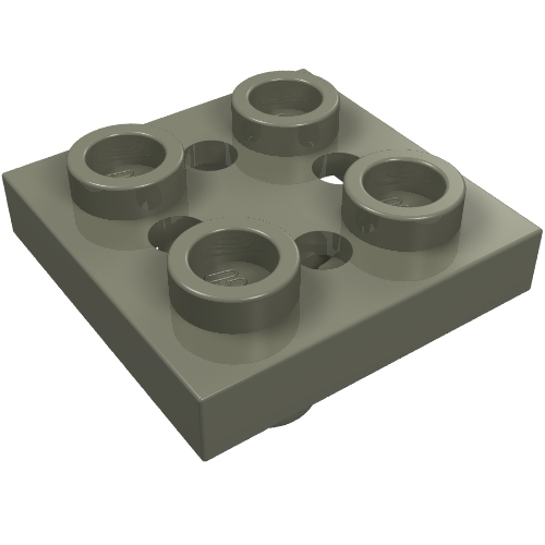 Plate Special 2 x 2 with Pin on Bottom, Small Holes in Plate and Locking Fingers on Underside