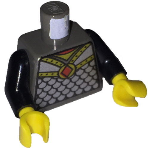 Torso Armor, Scale Mail with Red Diamond Amulet Print, Red Arms, Yellow Hands