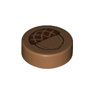 Tile Round 1 x 1 with Small Acorn Print