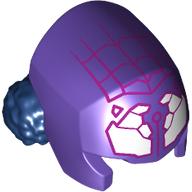 Helmet with Hair Double Buns Dark Blue, White Spider-Fangs, Dark Pink Webbings print